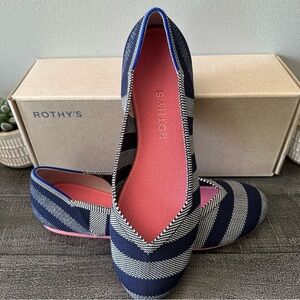 Rothy’s The Flat Women’s flats Shoes size 8.5 NIB - NEW - Riviera Big Stripe